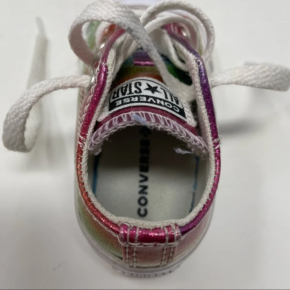 CONVERSE Toddler Rainbow Sparkle Tie Lace Sneakers size 4